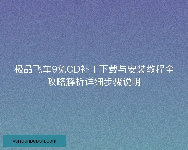极品飞车9免CD补丁下载与安装教程全攻略解析详细步骤说明